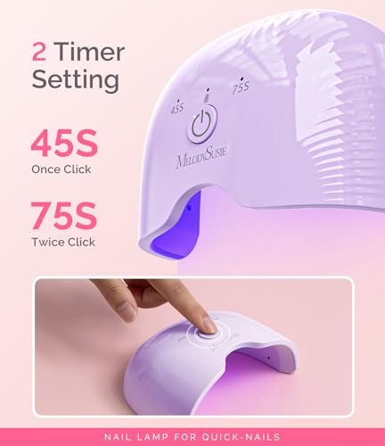 Image of MelodySusie Mini Cordless UV Nail Lamp, P-ART06G Rechargeable Portable LED UV Light with Smart Sensor, 4-Finger Curing for All Soft Gels, Especially Half-Cured Gel, Base Coat & Top Coat, Purple