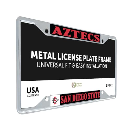 Desert Cactus San Diego State University SDSU Aztecs Car Accessories Metal License Plate Frame and Tag Holder for Front or Rear of Car (Mascot)