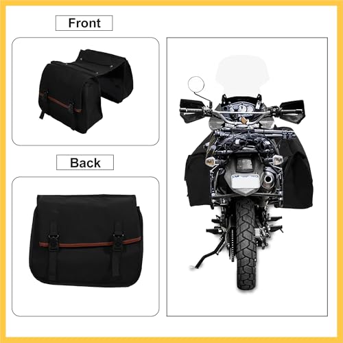 Alforjas laterales para motocicleta, 1 par, resistente al agua, lona y PVC, negro, 91 x 39 cm, sistema de cierre rápido, montaje universal miniatura 7