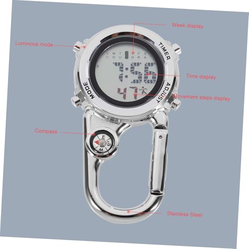Reloj de bolsillo digital multifuncional con mosquetón resistente para escalada 7