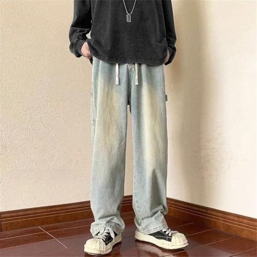 Men Wide Leg Cowboy Pants Trousers Harajuku Korean Soft Style Jeans 6