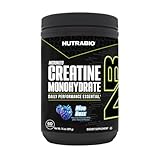 NutraBio Pure Micronized Creatine Monohydrate Powder Supplement, Blue Razz Burst(300 g) - Supports Bulk Muscle Energy, Recovery, and Strength - HPLC Tested Creatine Powder Supplement for Men and Women