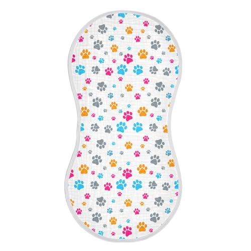Playful Paws Pattern Muslin Baby Burp Cloths - Super Absorbent and Soft Burping Rags - Cotton Burp Clothes Set for Boys and Girls, 1 Pack