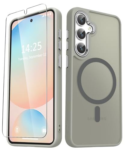 Image of for Samsung Galaxy S25+ Plus Case, Matte Magnetic Phone Case with 1 Screen Protector, Support for Magsafe, Translucent Frosted Shockproof Protective Cover for Samsung Galaxy S25+ Plus, Titanium Gray