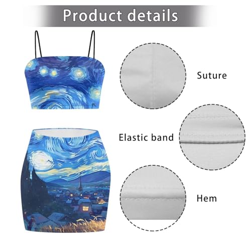 Image of Biyejit Women's 2 Piece Summer Outfits Spaghetti Strap Crop Tops and Bodycon Mini Skirt Dress Set Plus Size S-4XL