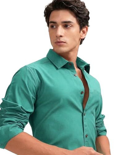 Image of Cozytton Men's Pure Cotton Solid Stylish Casual & Formal Wear Shirt | Stylish Regular Fit Full Sleeve Comfortable Office Party Trendy Shirt - Multi Color