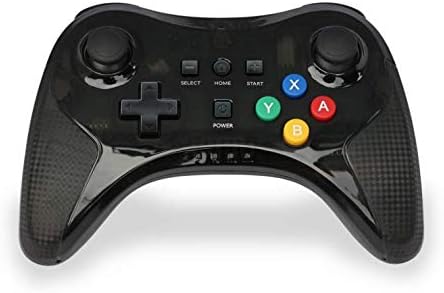 Poulep Wireless Bluetooth Controller Gamepad Joystick with Free USB Cable Compatible for Nintendo Wii U Pro Console (Clear Black)