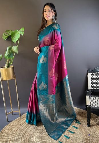 Image of SGF11- Women's Kanjivaram Woven Soft Silk Saree With Blouse Piece