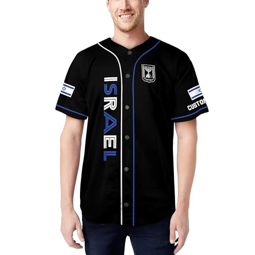Camiseta personalizada de béisbol Israel para hombre, jersey Israel para hombre, jersey de fútbol Israel, jersey de béisbol Israel miniatura 2