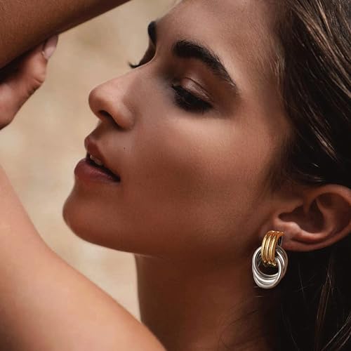 Image of SHERLOVE Chunky Knot Gold Earrings Women Statement Drop Dangle Earrings | 14K Gold Plated Hypoallergenic Lightweight,Trendy Dainty Elegant Cute,Women Gold Jewelry Fashion Accessories Gifts