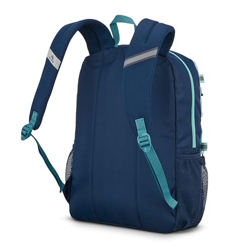 Image of High Sierra Everclass Backpack - Travel or Work Laptop Bookbag with 360 Reflectivity, Dual Water Bottle Pockets & Fits Laptops Up To 15.6 inch, One Size, Glacial Blue /Sea /Tide Navy