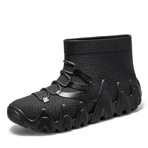 Generisch Męskie kalosze wsuwane, buty robocze, gruba podeszwa, do połowy łydki, outdoor, wędrówki, wędkowanie, prace ogrodowe, kalosze dla, czarny, 40 EU