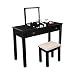 AODAILIHB Vanity Table with Flip Top Mirror Makeup Dressing Table Writing Desk with Cushioning Makeup Stool Set, 2 Drawers 3 Removable Organizers Easy Assembly (Black)