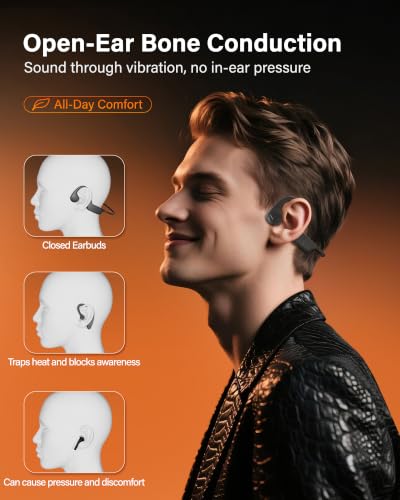 New Bone Conduction Headphones Bluetooth 6.0 Open Ear Earbuds with Mic, Balanced Audio, Reduced Sound Leakage, IP54 Waterproof Secure Fit, Wireless Sports Headphones for Running, Workout & Cycling - image 2