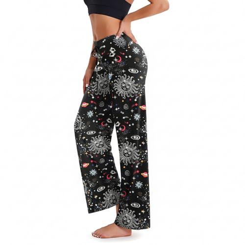 Image of TNNZEET 3 Pack Women's Wide Leg Pants with Pockets - Casual Loose Yoga Trouser Pants Sweatpants Palazzo Lounge Pajama Pants