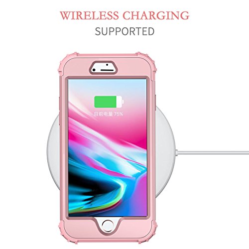 Lontect For Iphone 8 Plus Case, Iphone 7 Plus Case Glitter Sparkle Bling Heavy Duty Hybrid Sturdy High Impact Shockproof Protective Cover Case For Apple Iphone 8 Plus/Iphone 7 Plus, Shiny Rose Gold #TOP2