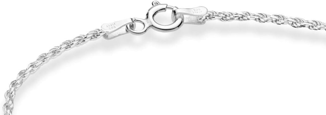 Miabella 925 Sterling Silver Solid 1.5mm Diamond-Cut Braided Rope Chain Anklet Ankle Bracelet for Women, Made in Italy - Image 2