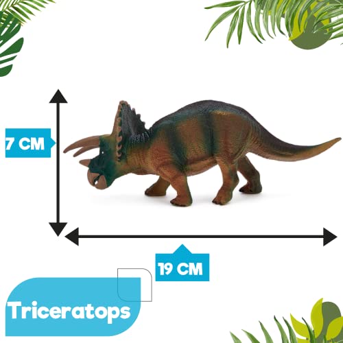 Zappi Co Childrens Triceratops Green/Black Dinosaur Figure Toy (19cm Length) Realistic Detailed Dino Collection for Kids - Image 4