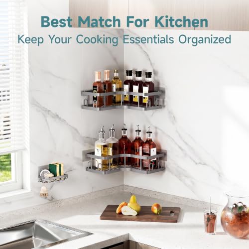 Image of Veken Corner Shower Caddy 3-Pack, Advanced Rustproof Design&Stable Storage