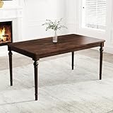 chairus 63' Farmhouse Wood Dining Table for 4-6 People, Rectangular Kitchen Table with Classic Turned Legs, Rustic Traditional Dinner Table for Kitchen & Dining Room, Walnut Brown