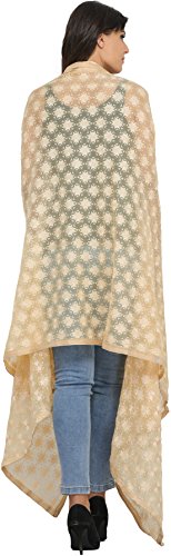 Phulkari Dupatta from Punjab with Embroidered Bootis in Self-color Thread - Chiffon3