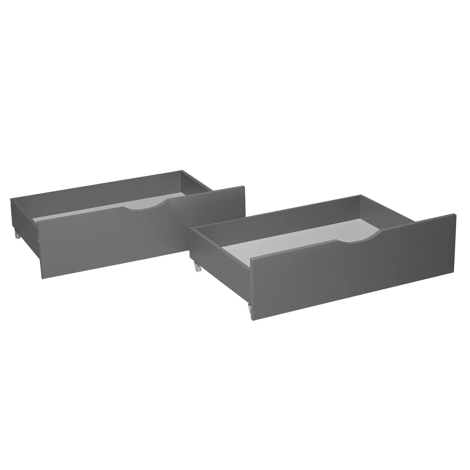 Homestyle4u 2er Set Bettkasten mit Rollen, Holz Grau Bettschubladen | Unterbettkommode aus Kiefer für Stauraum unter dem Bett - 82x53x22 cm Schubkästen - Ideal für Futonbetten & Jugendbetten