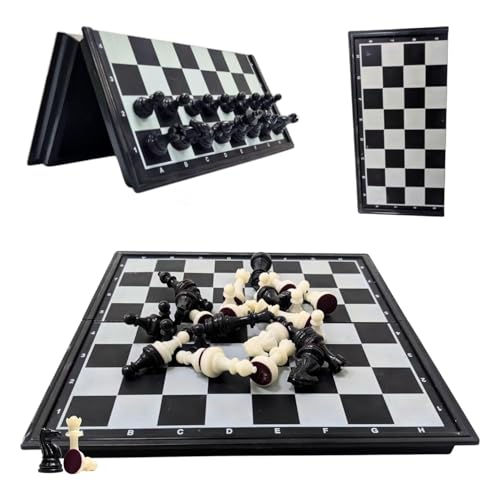 Image of Magnetic Folding Chess Set for Kids & Adults, Portable Travel Board with Pieces, Educational Strategy, Compact Indoor & Outdoor Family Game