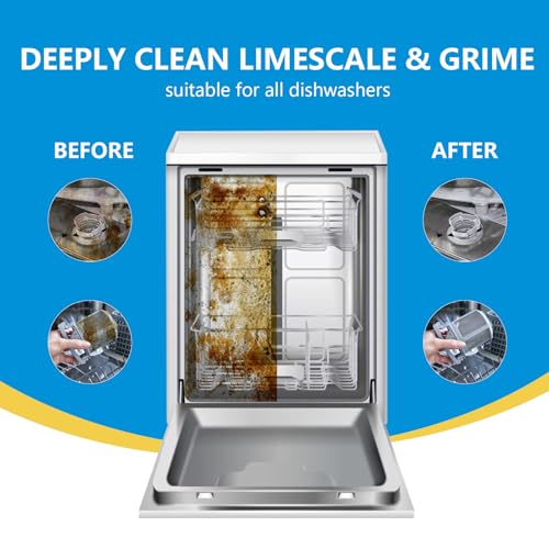 Image of 24-count Dishwasher Cleaner Tablets, Deep Cleaning and Descaling Formula, Removes Odors, Scale, and Hard Water Residue, Maintains Dishwashers, Septic Tank Safe (Lemon Scent)