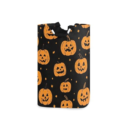 Jihqo Laundry Hamper Basket Halloween Funny Pumpkin Collapsible Nursery Storage Bin Waterproof Clothing Baskets for Home Bedroom Bathroom Washing Room