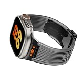 Clear Band for Apple Watch 49mm 45mm 44mm Ultra/series Sport Strap Titanium Black Color Folding Buckle Closure for Men for Iwatch Band(Black2,49mm)