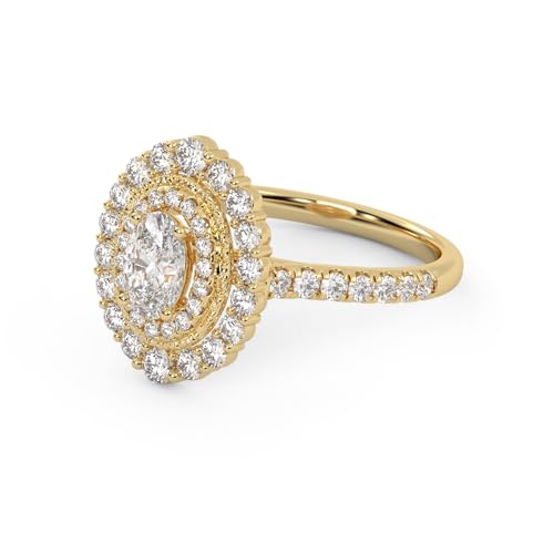 SAVEARTH DIAMONDS Double Halo Solitaire Engagement Rings for Women, Center 6x4MM Oval and Round Cut Lab Created Moissanite Ring In 10K / 14K Solid Gold OR 925 Sterling Silver3