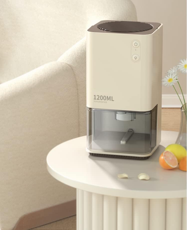 Dehumidifiers, Small Dehumidifier, Ultra Quiet Dehumidifier with Night Lights, Dehumidifier for Basement, Home, Bedroom, Bathroom, 40 OZ(1200ml), 50-320 sq.ft (Morandi Yellow)