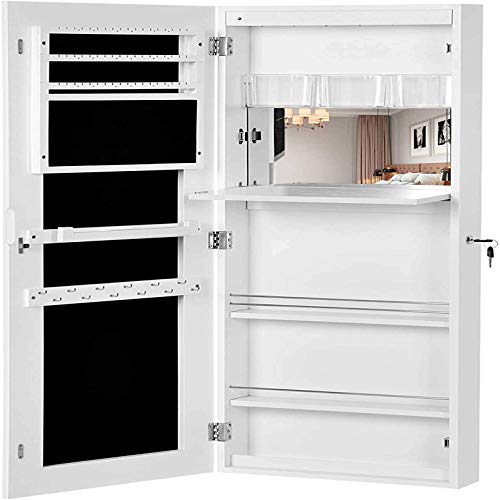 XJZKA Armoire à Bijoux Armoire en Miroir Pleine Longueur, Organisateur de Support de Rangement de Grande capacité sur Pied, Accessoires autoportants, étui de Rangement pour Bijoux avec m Cover