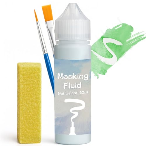 INNOVAYOU 60ml Bleu Fluide De Masquage Aquarelle, Encre Résistante et Peinture à Verser, Drawing Gum Aquarelle Garde les Zones Incolores et les Bords Pointus
