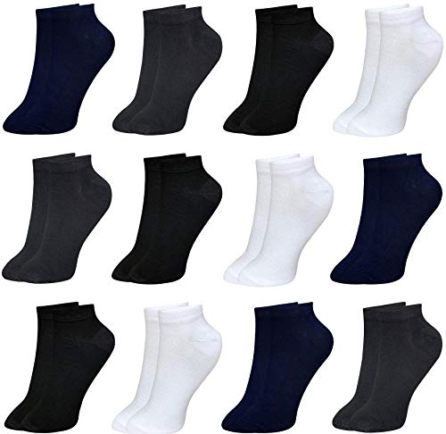 PiriModa Lot de 12 paires de chaussettes en bambou pour homme 40-44 Sport Uni - Multicolore - taille unique Cover