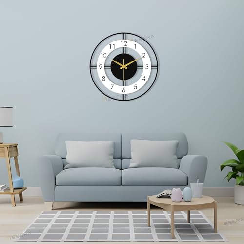 Image of vissera Designer Metal Wall Clock for Living Room | Antique Stylish Fancy Decorative Big Size Wall Watch for Bedroom, Office, Kitchen, Dining, Hall and Decor