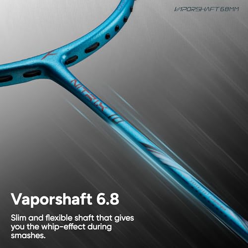 Image of Hundred Nitrix 10 Badminton Racket (Strung) | Carbon Fiber Frame | Head-Heavy Attacking Racket | Flexible Shaft for Powerful Smashes | Max Tension 30 lbs | Full Cover Included