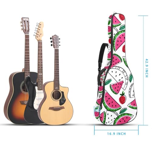 Housse de guitare en tissu Oxford épais rembourré avec boucle de suspension et sangle de cou Motif pastèque, Multicolore 4., 42.9×16.9×4.7 in, Sac de transport tendance pour guitare - Les Beatles, Paul McCartney, John Lennon, RIngo Starr, George Harrison Housse de guitare en tissu Oxford épais rembourré avec boucle de suspension et sangle de cou Motif pastèque, Multicolore 4., 42.9x16.9x4.7 in, Sac de transport tendance pour guitare – Image 6