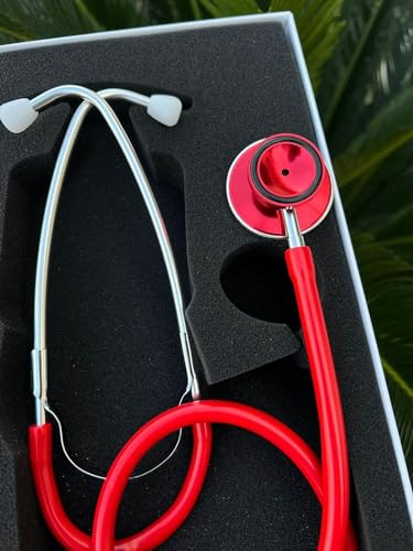 Kit Enfermagem Acadêmico Vermelho Estetoscópio Bioland e Esfigmomanometro Com Bolsa Premium
