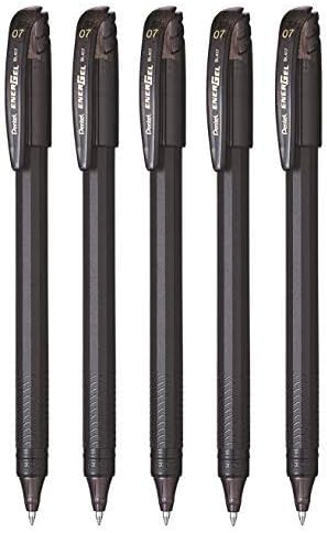 Pentel EnerGel 0.7mm Roller Gel Pen | Quick Dry Ink For Smudge-Free Writing | Lightweight Gel Pen For Smooth Writing Experience | Black Ink, Pack of 5 Pens (BL417)