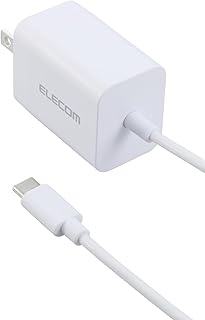 エレコム 充電器 Type-C USB-C 20W USB PD対応 ケーブル一体型 1.5m PSE認証品 GaN採用 折りたたみ式プラグ ホワイト 【 iPhone16 15 等対応】 EC-AC6920WH