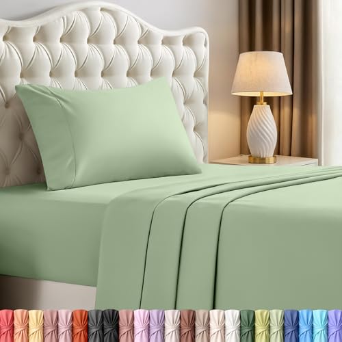 Image of Utopia Bedding Twin XL Sheet Set - 3 Piece Bed Sheets for Twin XL Size Bed, Soft and Breathable Microfiber, Includes 1 Fitted Sheet, 1 Flat Sheet and 1 Pillowcase (Sage)