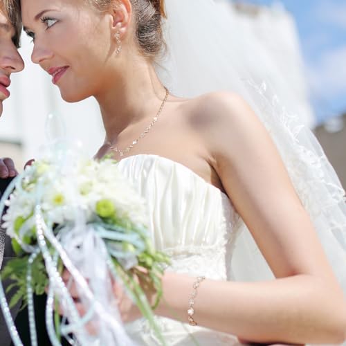 Cicod WU Prom Earrings Necklace Bracelet Set Elegant Crystal Necklace Earrings Bracelet Bridal Wedding Rose Gold Prom Costume Jewelry Sets thumb #6