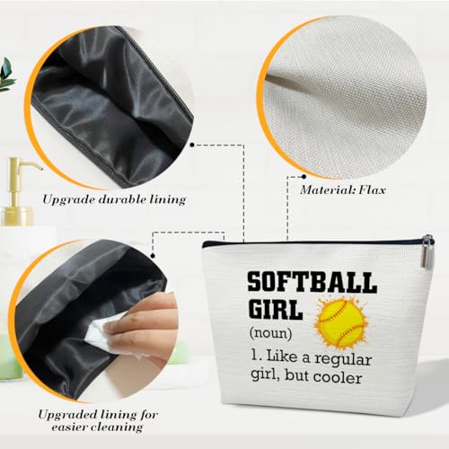 Softball Gifts Makeup Bag, Inspirational Gifts for Players Team Coaches Lovers Women, Sports Stuff Accessories, Softball Girl Cosmetic Bags for Purse3