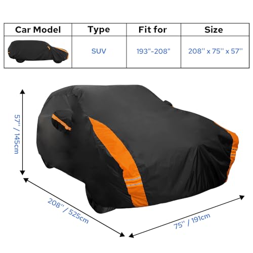 Image of Avecrew SUV Car Cover Waterproof All Weather for Automobiles, Outdoor Full Exterior SUV Covers (Length: 193 inch-208 inch)