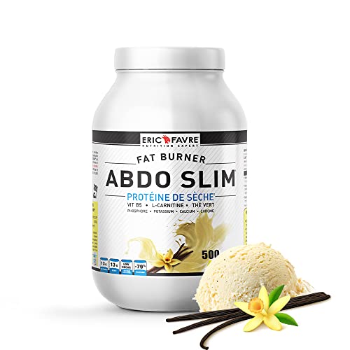 PROTEINE ABDO SLIM - Protéine de Sèche Minceur Multi-Actions à Base de Protein Whey, Thé Vert, Carnitine, Minéraux - 500g - Saveur Vanille - Eric Favre