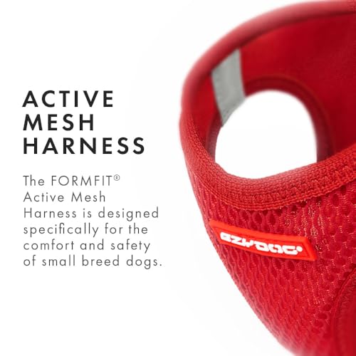 EzyDog Hundegeschirr kleine Hunde – FORMFIT Weste aus atmungsaktivem 3D Air-Mesh – Leicht, verstellbar, reflektierend, mit robustem D-Ring (S, Blau)