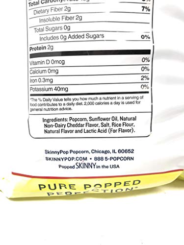 Image of SkinnyPop White Cheddar Popcorn, Popped Popcorn, 6.7 Oz. Sharing Sized Bag, Non GMO, Dairy Free, Gluten Free, Healthy Snacks for Kids