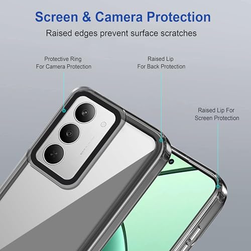Image of Zapcase Back Case Cover for Realme 14x 5G | Compatible for Realme 14x 5G Back Cover | Case Cover with Camera Protection | (TPU + PC | Translucent Black)