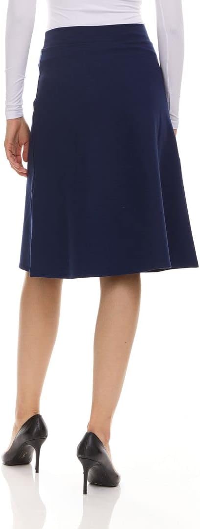Women’s A-Line Circle Skater Knee Length Skirt- Elastic Waist Business Office Skirt - Image 7